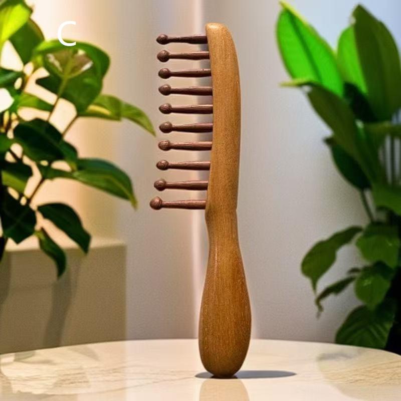 Деревянная расческа с длинной ручкой и широкими зубьями для завивки волос и укладки волнами. Профессиональный салонный инструмент для черных волос и париков.