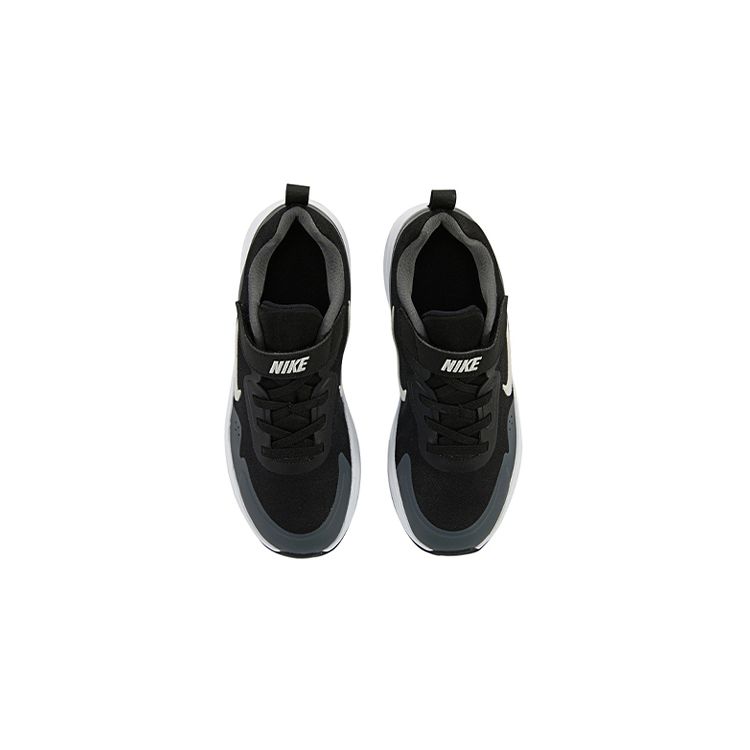 Nike Wearallday Кроссовки для бега для детей с круглым носком, на шнуровке, прочные, дышащие, низкие, для детей, кроссовки для бега, черно-бело-серые, CJ3817-011
