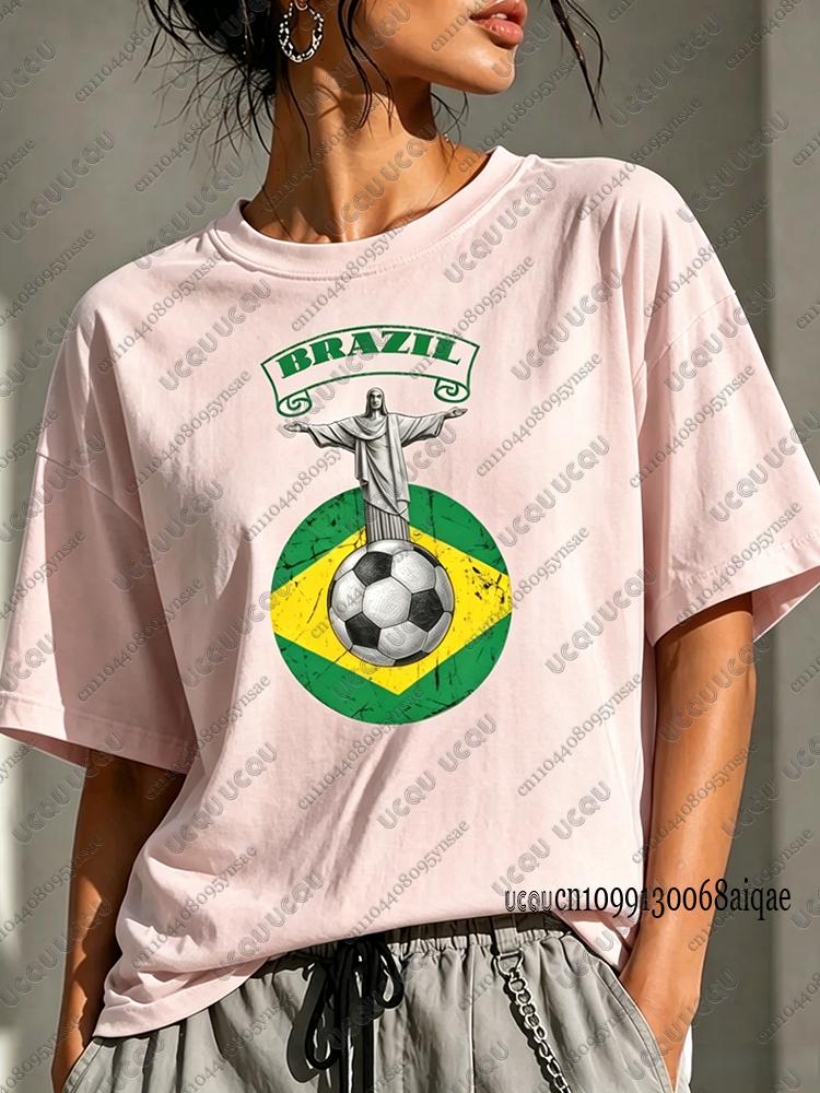 Brazil Classic Jesus Pattern T-shirts For Women Summer Hot Sale Polyester Short Sleeve Tees Breathable Sports Tees Couple Y2K Tops