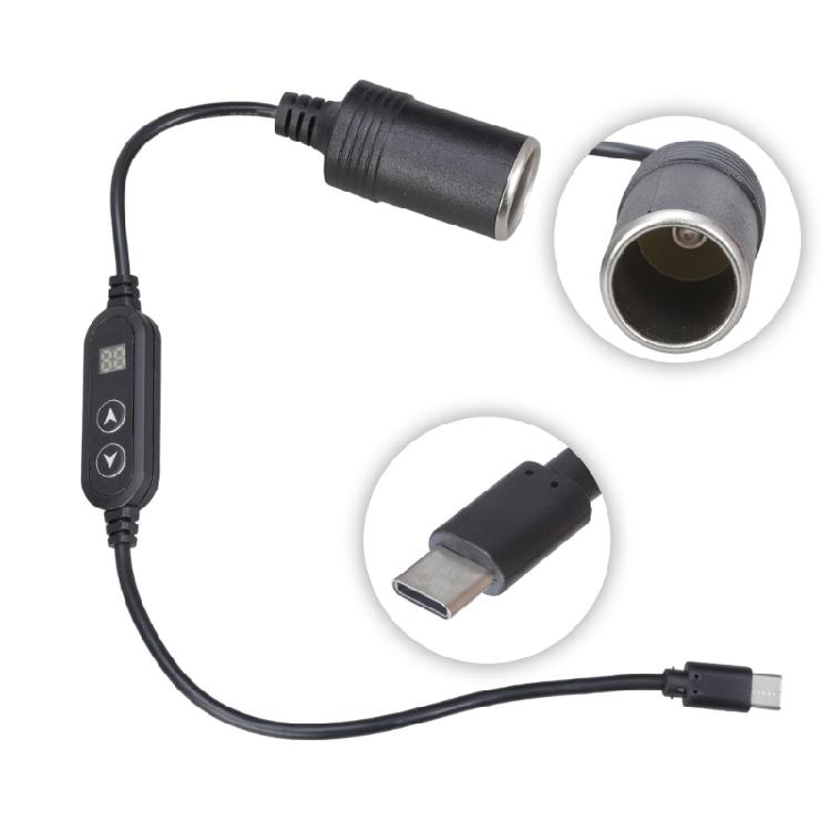 Автомобильные преобразователи напряжения USB Type-C в 5В/9В/12В/15В/24В с регулируемым напряжением и цифровым дисплеем для электронных устройств.
