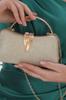 Women's Stylish and Useful Evening Dress Bag Gold Color Bream Material Leaf Accessory Hand and Strap Evening Dress Portfolio Clutch Evening Bag