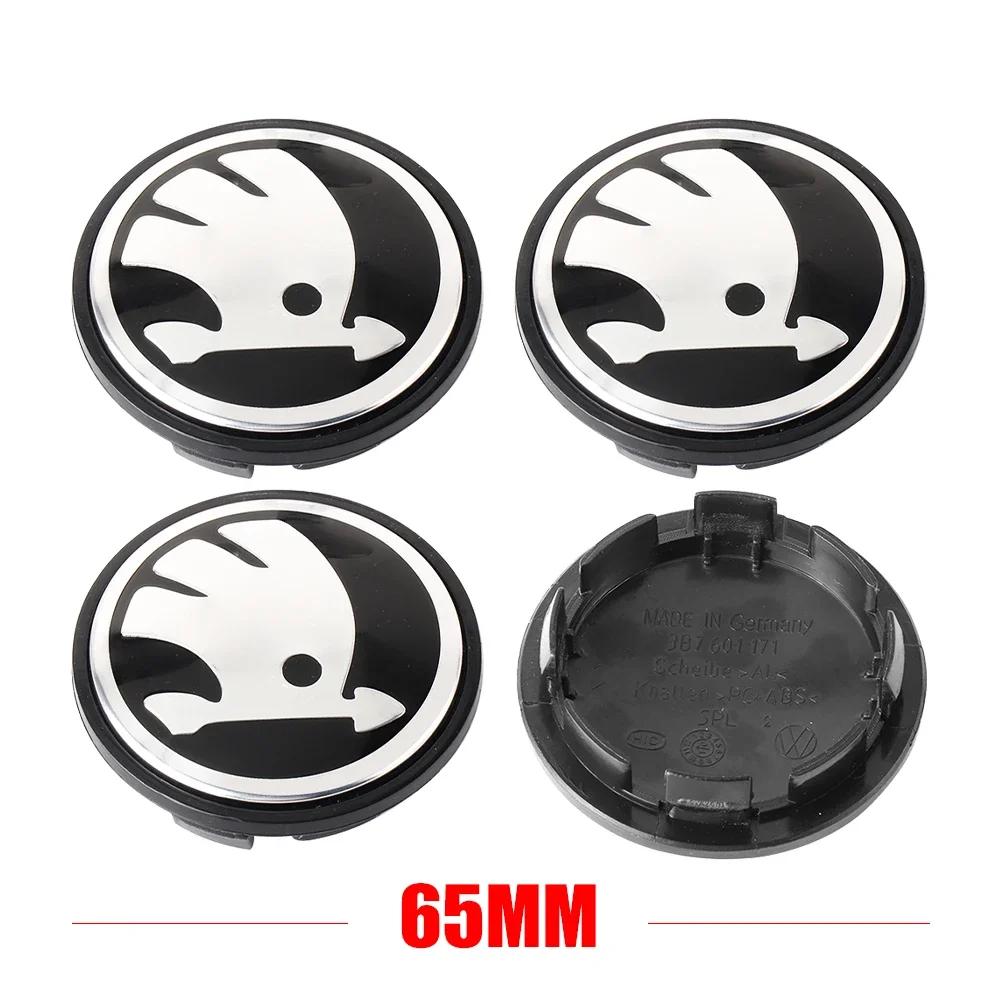 Car Sticker 2025 Hot 4pc 55mm 65mm Car Original Wheel Center Cover Hub Cap Emblem Replacement For Skoda Octavia Fabia Rapid Yeti