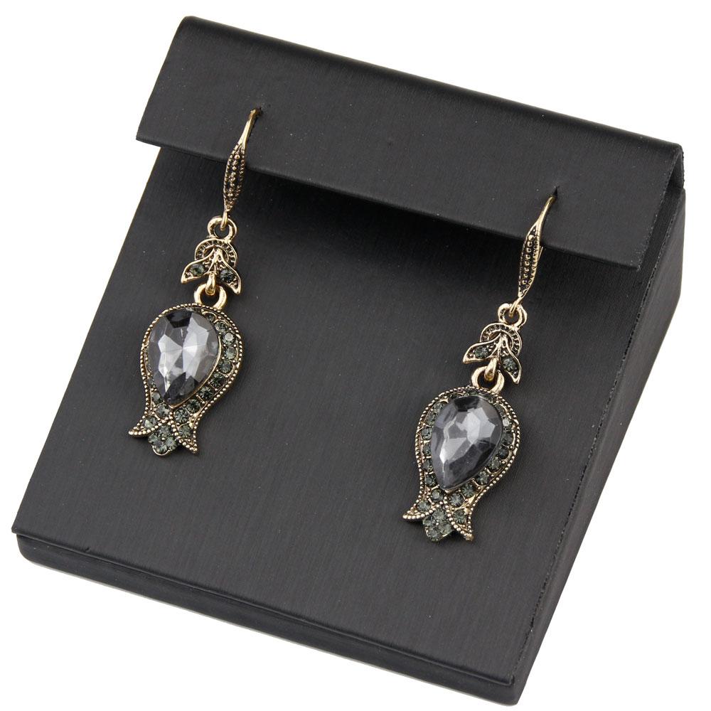 Grey Crystal Turkish Women's Earrings Vintage Wedding Jewelry Earrings Gift
