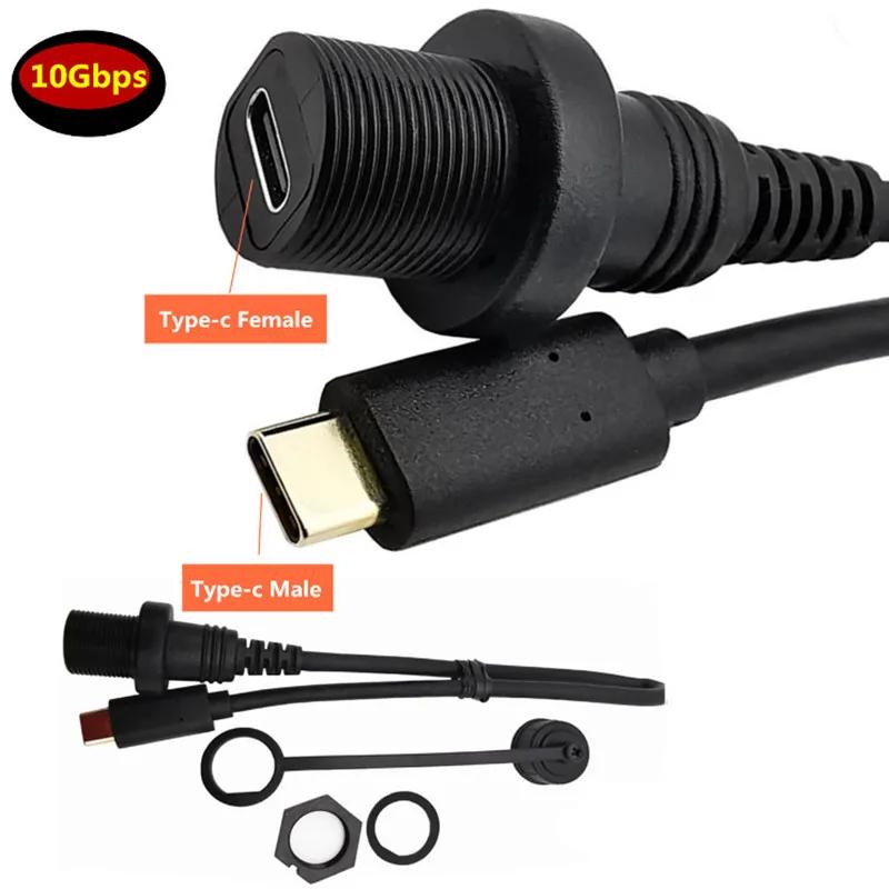 Custom Waterproof USB C Extension Cable 10Gbps Male to Female for Car Dash Panel Mount Adapter Converter Accessory Gift
