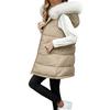 Women's Long Vest Plain Sleeveless Hood Winter Vest Outwear Jacket Lightweight Warm Coat Outerwear