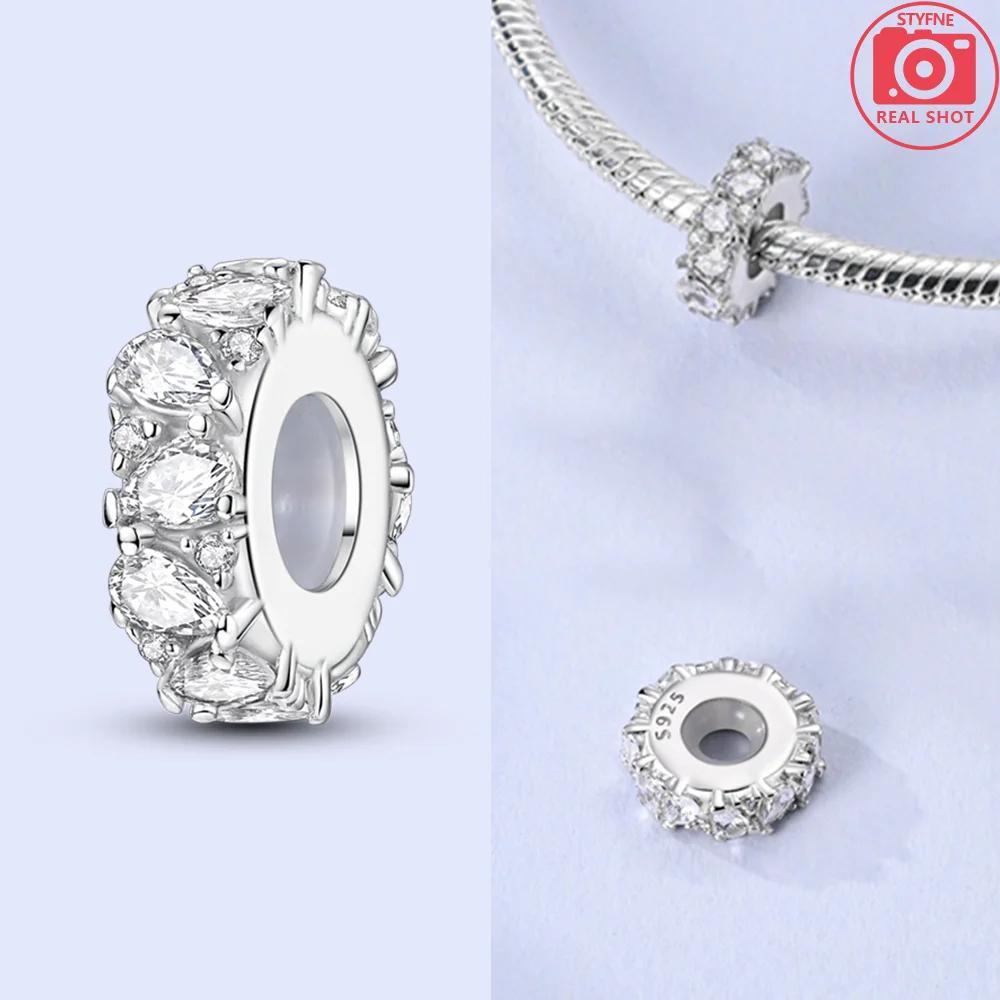 Dangle Charms Original White Heart Beads Copper Fit Bracelet Jewelry Diy For Woman Pendants Charms Fine Gift