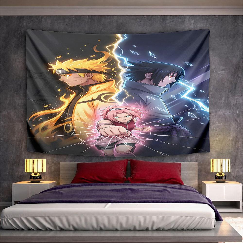 Epic Ninja Trio Clash Artwork Pattern Wall Hanging Tapestry Decorative Tapestry Home Decor for Bedroom and Living Room