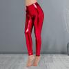 Women Pants Glossy Faux Leather Skinny Elastic High Waist Solid Color Smooth Soft Breathable Tummy Control Ankle Length Club Party Lady Long Trousers