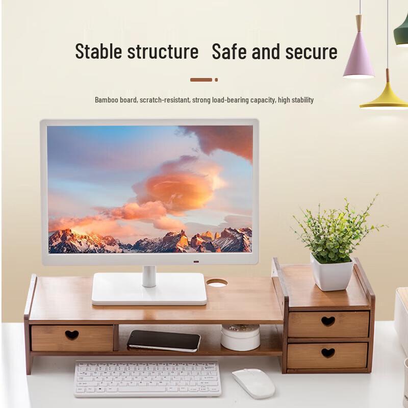 Beifang Подставка-органайзер для компьютерного монитора и ноутбука с 3 ящиками