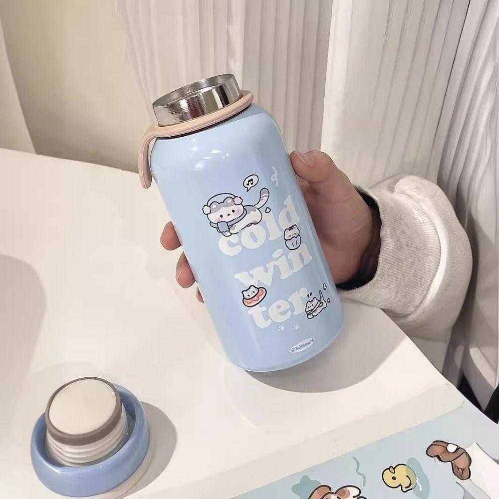 Large Capacity Cute Cat Thermos Cup Stainless Steel Cute Cat Thermos Bottle Children