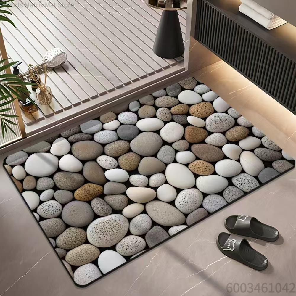 Europe Style Cobblestone Simulation Carpet Living Room Sofa Bedroom Study Kitchen Entrance Rug Non-slip 3D Effect Home Decor M