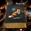 Fox Vintage Handmade Leather Journal, Grimoire Fat Journal Blank Spell Book of Shadows Celestial Christmas Gifts For Him Her