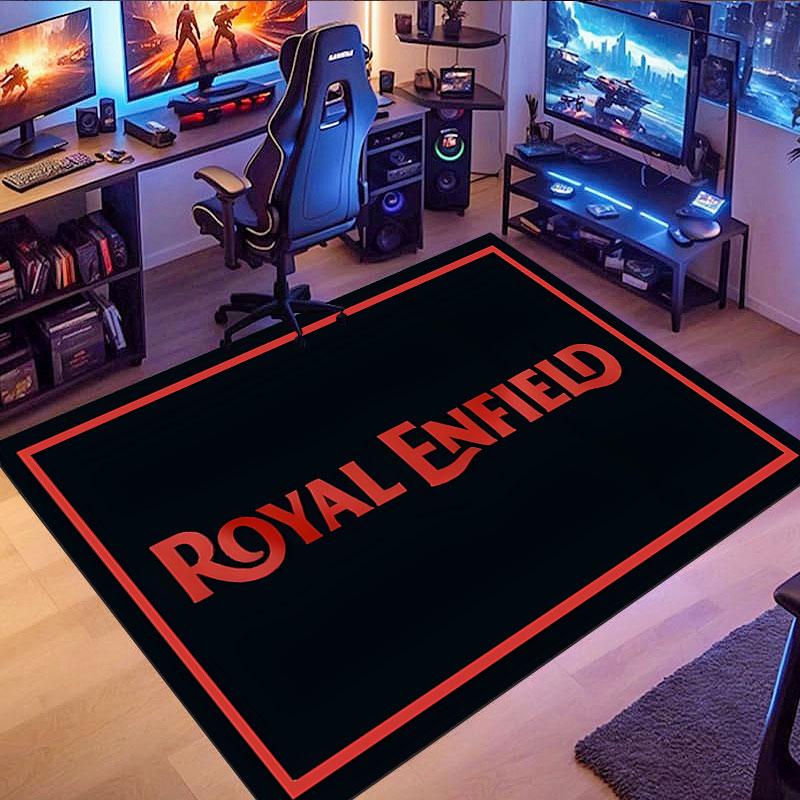Royal Enfield Motorcycle-Themed Rug, suitable for living room, bedroom, game room, computer room and home décor.