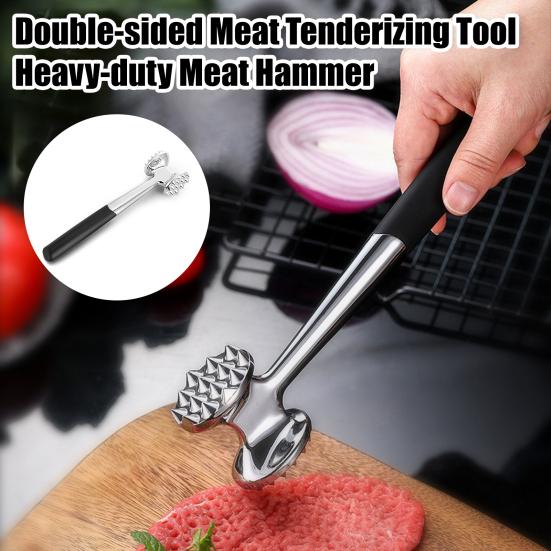 Meat Tenderizer Hammer with Anti-Slip Handle Dual-Sided Mirror Polished Comfortable Grip Pounder Heavy Duty Pounder Tool for Steak Fish