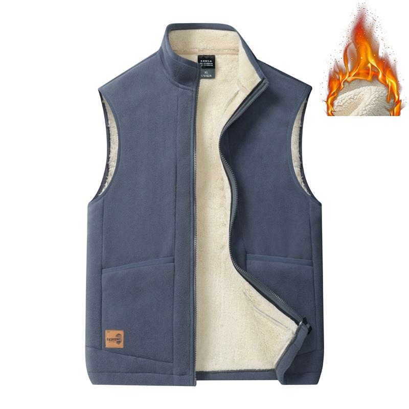 Жилет из овечьего флиса для мужчин, теплая жилетка на осень и зиму, большая повседневная куртка из флиса