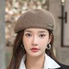 Wool Beret Women's Forward Hat Autumn and Winter British Retro Alphabet Painter Hat
