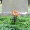 2pcs Burial Ground Flower Baskets 2 Bouquets Simulated Cemetery Flowers Orange Rose Hydrangea Mixed Wreaths
