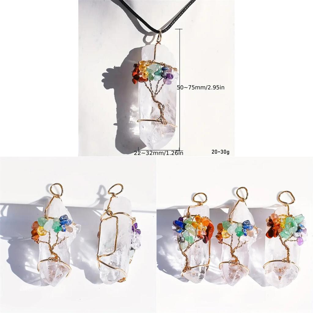 Natural Crystal Tree Of Life Pendant With Handmade Design For Jewelry Enthusiasts