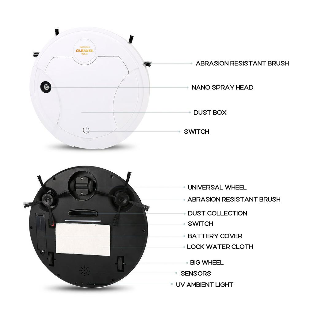 50 Вт Интеллектуальный робот-подметальщик 5-в-1 Бытовой Спрей Ультрафиолетовая Зарядка Подметание Пылесос Швабра Чистящая машина
