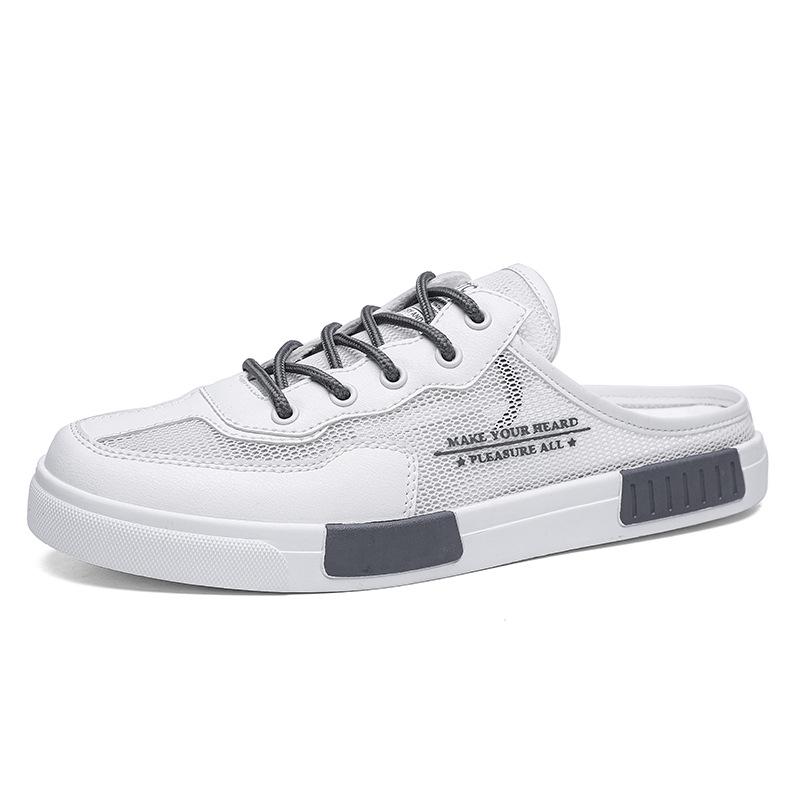 «Мужские летние дышащие сетчатые кроссовки без застежек»: Модные повседневные туфли с закрытым носком для подростков.