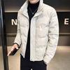 Мужская зимняя утепленная пуховая куртка: Тонкий, Теплый, Воротник-стойка, Стильный корейский стиль.