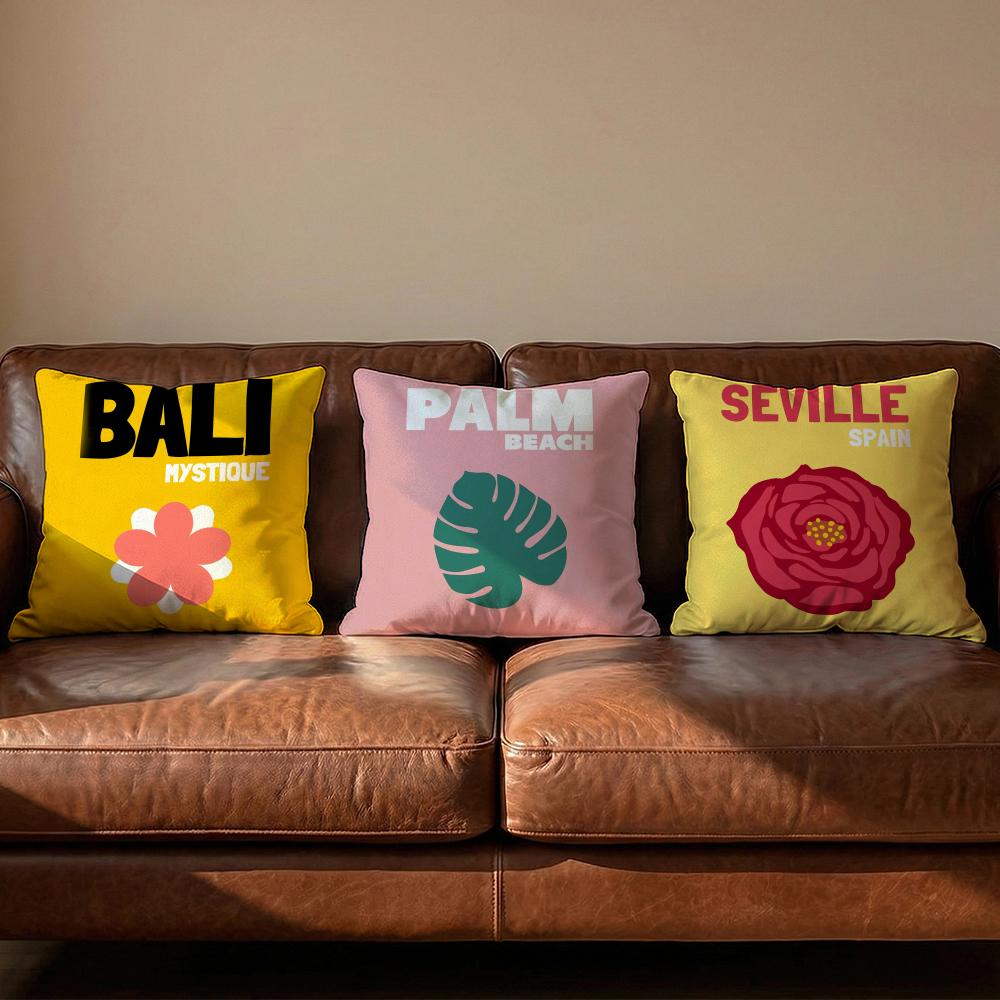 Hand Drawn Flowers Cushion Cover Soft Reversible Durable Pillow Cover MultiScene Use for Home Car Daily Comfort