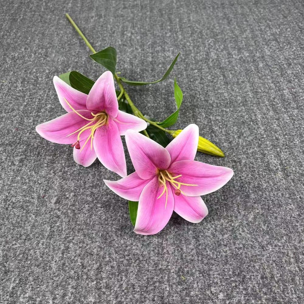 Real Touch 65cm Artificial Lily Flower Silk 3 Heads Fake Lily Bouquet DIY Wedding Bridal Bouquet Living Room Decor