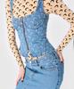 MARINE SERRE (W) Moon Laser Denim Long Skirt Light Blue