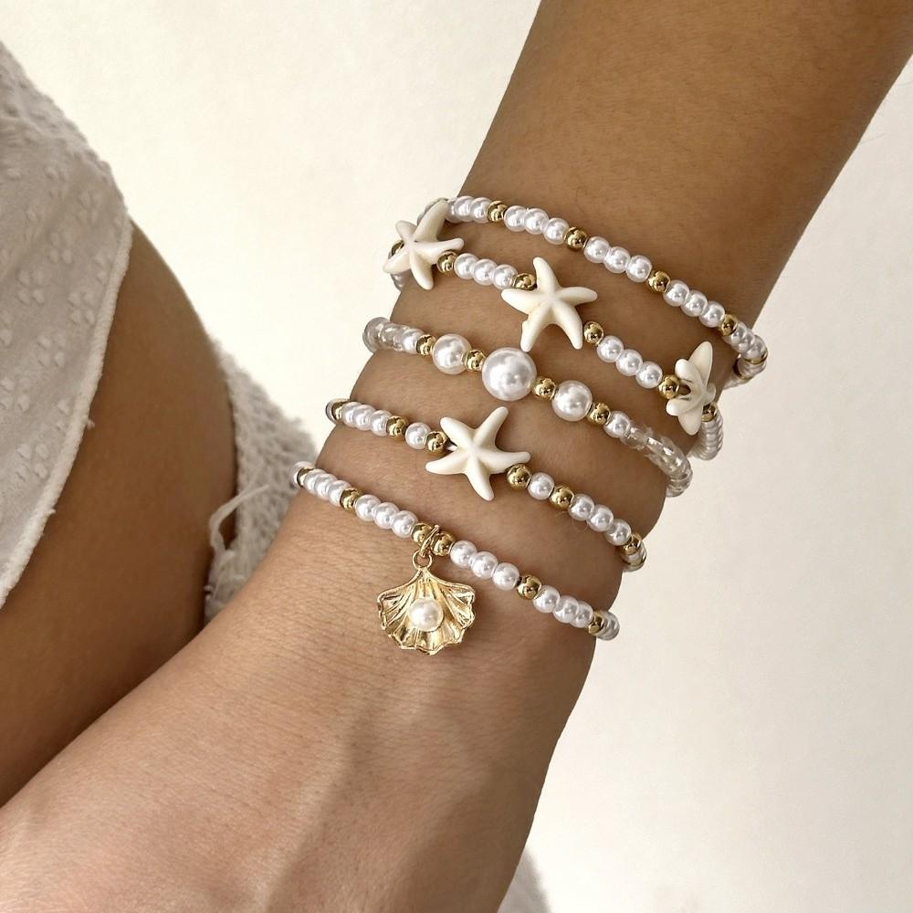 Starfish Conch Beaded Bangles Bohemian Wrap Charm Hand Chain New Multilayer Shell Bracelets  Gifts