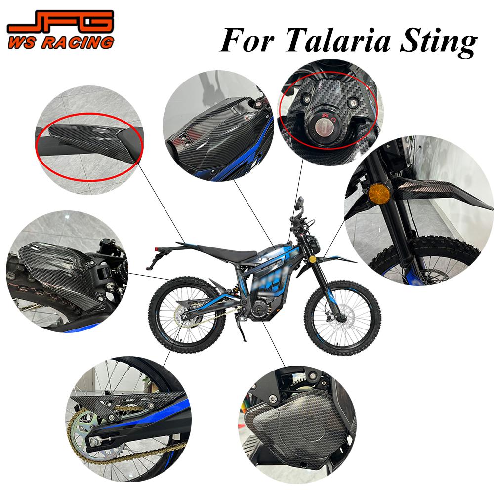 Sting Mudguard Cover Kit Carbon Fiber Pattern Upgrade Accessories Battery Chain Engine Cover Set For Talaria MX3 MX4 MX5