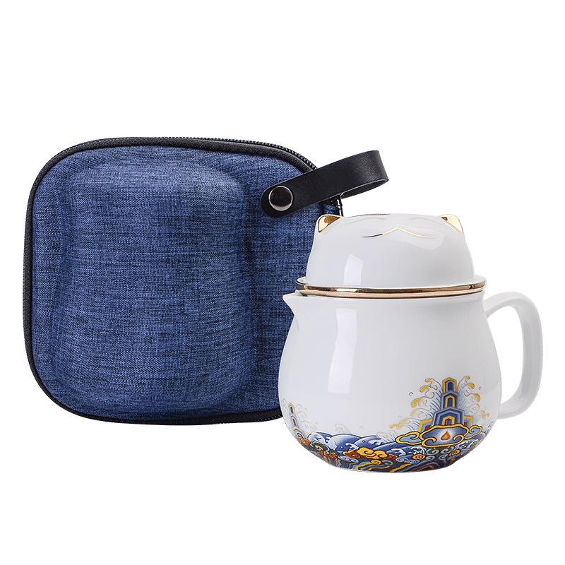 Guochaofeng Portable Kuaike Cup One Pot Two Cups Kung Fu Brewing Teapot Travel Tea Set Business Souvenir