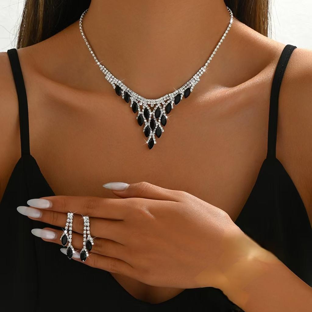 Свадебное хрустальное ожерелье с бриллиантами, серьги, браслет, комплект, изысканное платье, ожерелье, аксессуары высокого класса