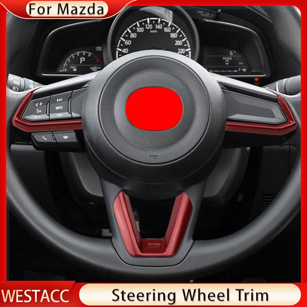 Накладка на руль автомобиля, 3 шт., наклейка для Mazda 2 3 6 Demio CX3 CX-3 CX-5 CX5 CX7 CX9 Axela ATENZA 2017-