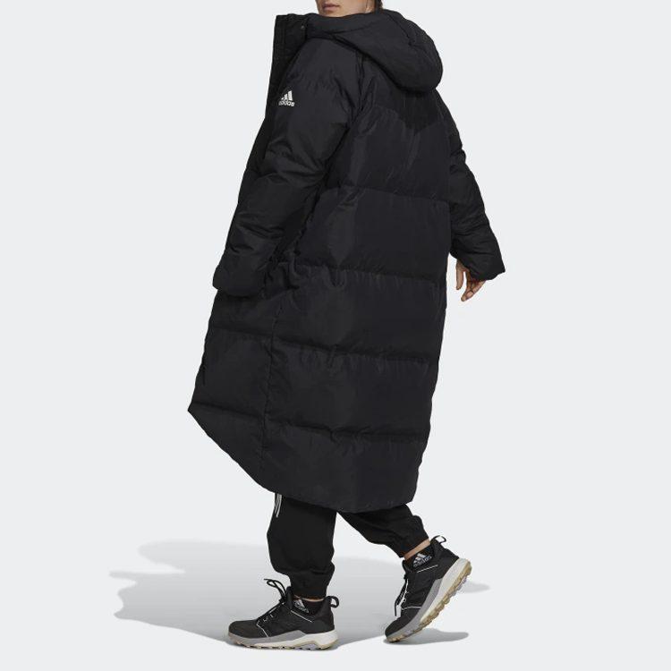 adidas Женские черные пуховики с капюшоном, средняя длина, пуховый пальто GT6539