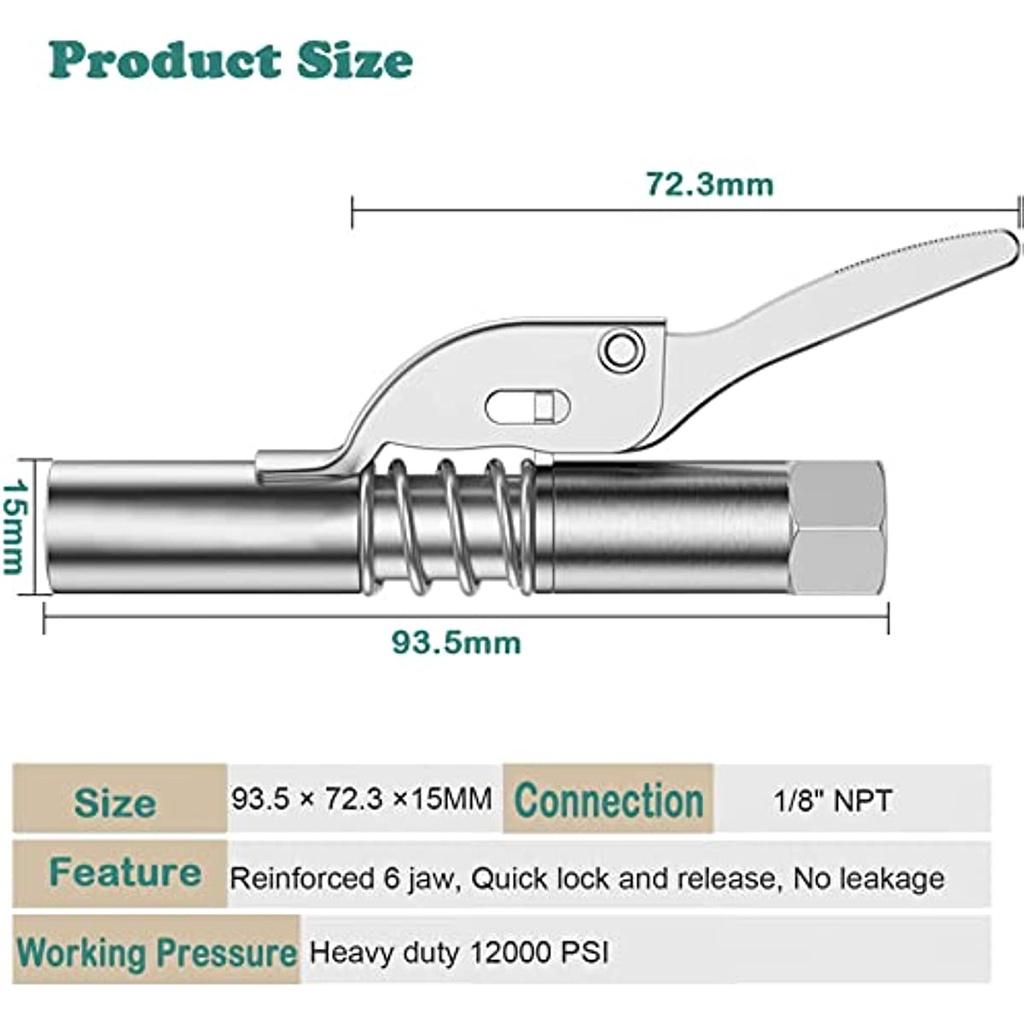 Муфта для смазочного шприца, быстрая блокировка и разблокировка смазочного пистолета, универсальный маслонаполнитель, 12000 фунтов на квадратный дюйм, муфта для смазочного пистолета высокого давления, фитинг смазочного шприца 1/8 дюйма NPT