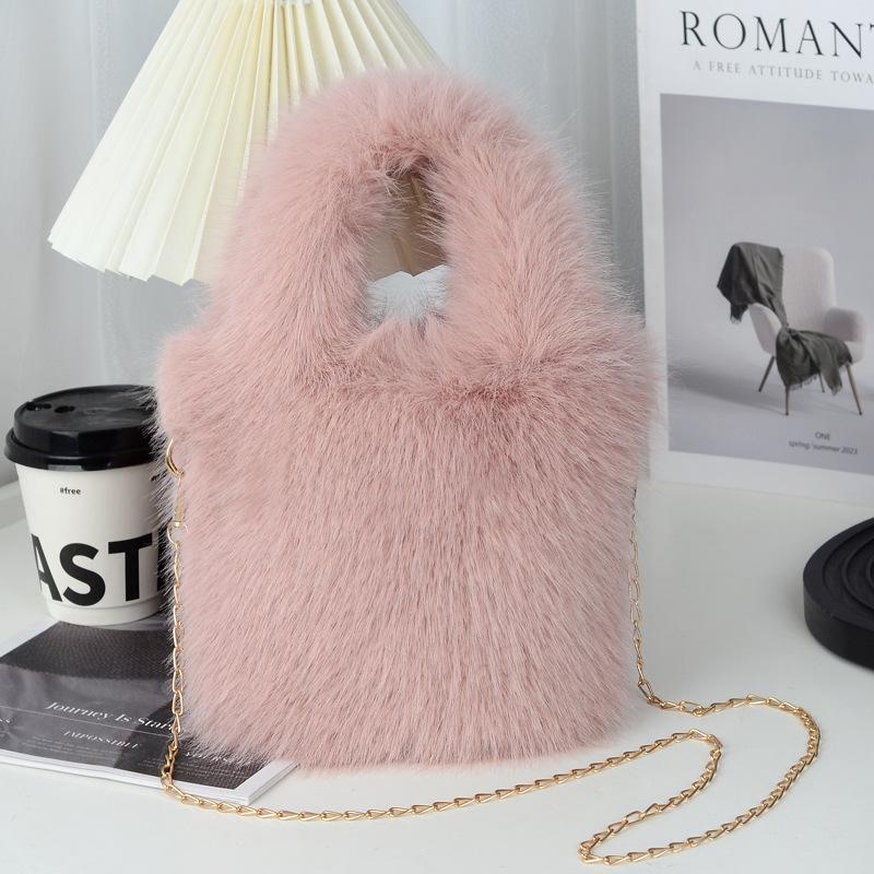 Новая плюшевая сумка-клатч из искусственного лисьего меха, сумка-тоут, осенне-зимняя сумочка, универсальная сумка-мессенджер на цепочке