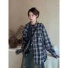 2024 Клетчатая рубашка с длинным рукавом в японском стиле Гонконга Ins Свободная рубашка для мальчиков Летнее модное универсальное повседневное пальто