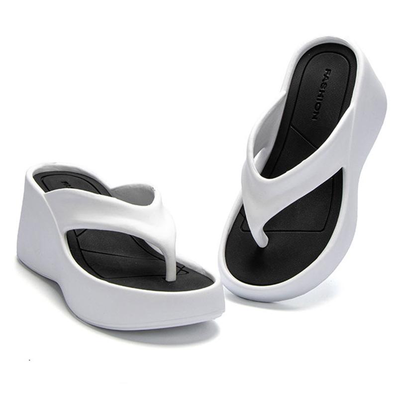 Летние шлепанцы Lucyever на танкетке для женщин 2024 года, модные женские тапочки на платформе с застежкой-молнией, нескользящие пляжные шлепанцы с толстой подошвой