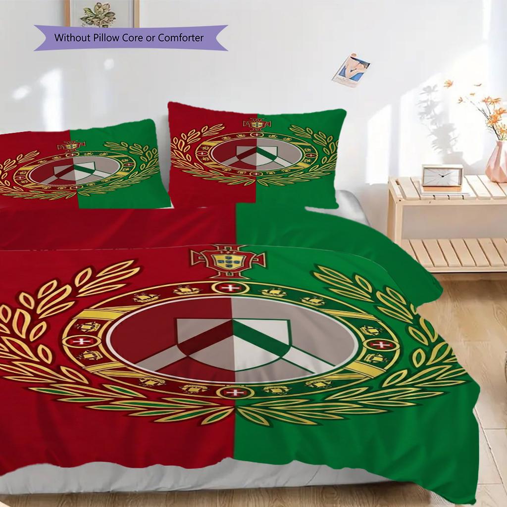 National Emblem Portugal Bedding (1 * duvet cover + 2 * pillowcase, without core) Christmas birthday gift Duvet cover and pillowcase