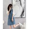 Summer French Style Denim Dress Women Casual Polo Collar Slim Fit Youthful Fashion