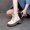 Модные женские ботинки 2024 года, осень/зима, новые белые туфли на толстой подошве в британском стиле, маленькие и универсальные повседневные женские короткие ботинки