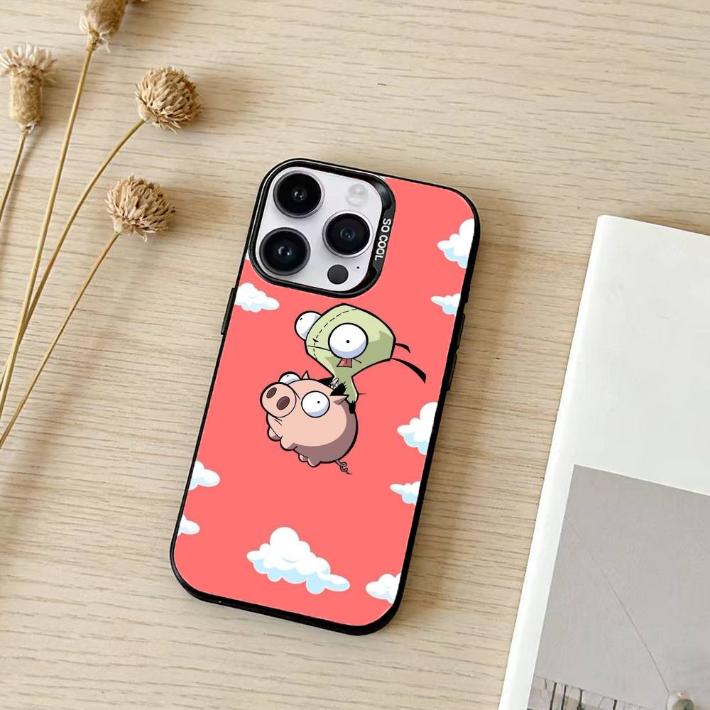 Мультяшный чехол для телефона I-Invader Zim Gir для iPhone 17,16,15,14,13,12,11, Pro Max, Plus Конфетный серебристый чехол