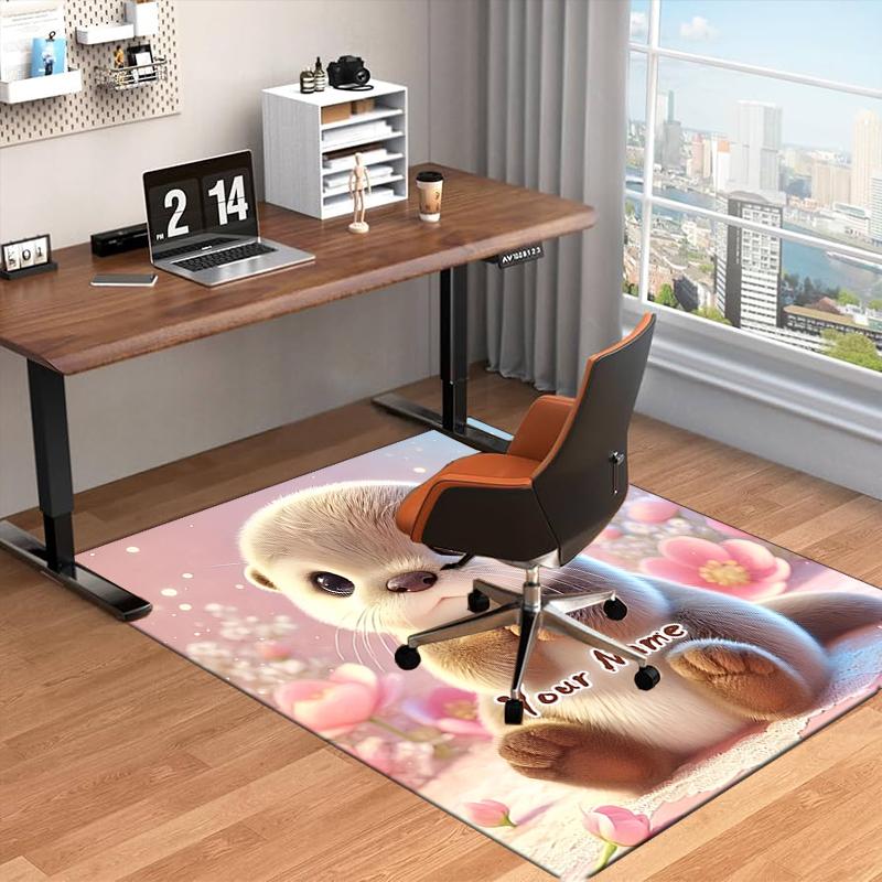 1PC Custom Name Baby Otter Dreams Theme Floor Mat Ideal for Living Room, Game Rooms, Office, Bedroom,Floor Mat Playful Design135