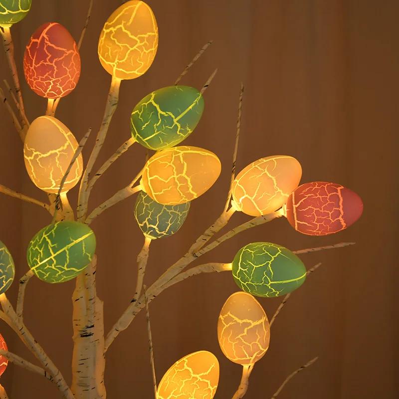 Easter Decoration White Birch Tree with Easter Egg Ornaments Led Light Table for Home Room Decorations Spring Easter Kids Gifts