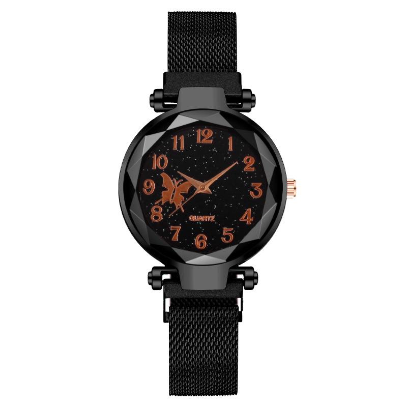 Обработка на заказ бабочка звездное небо модные цифровые женские часы женские часы железный магнит ленивый магнит женская модель