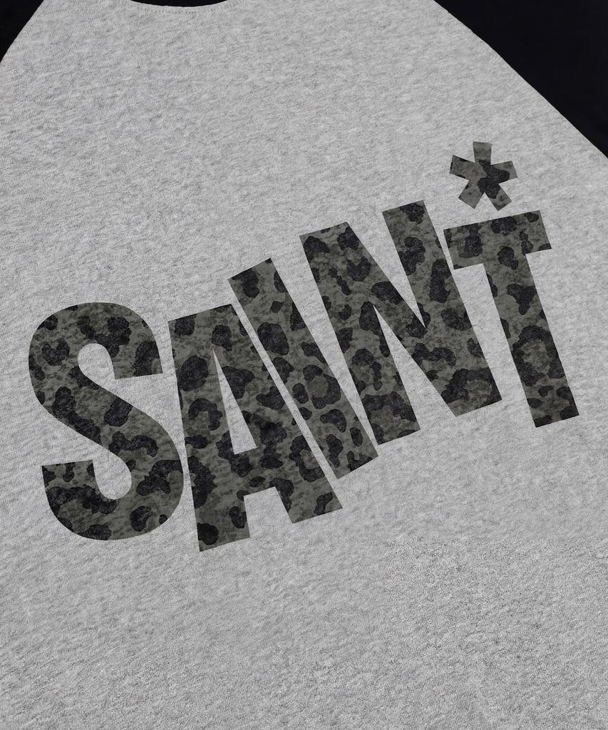 SAINTPAIN Sp Футболка с коротким рукавом реглан, тяжелая, с узором Saint, меланжево-серая
