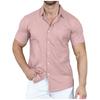 Мужская повседневная однобортная однобортная рубашка с короткими рукавами и однотонным воротником