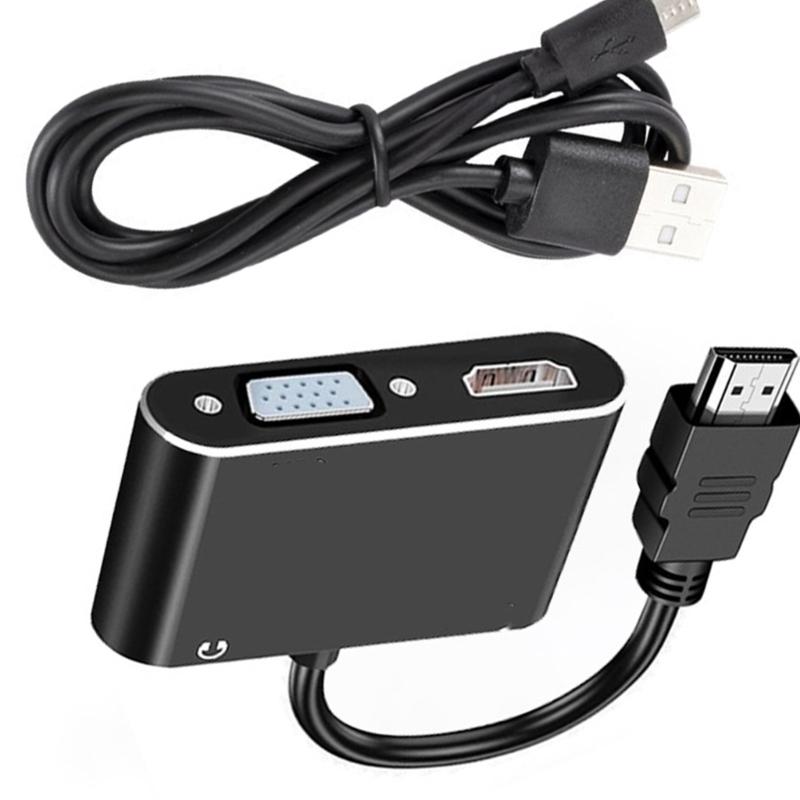 Портативный VGA-конвертер с поддержкой аудио 1080P, Plug and Play для различных систем