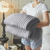 Summer AC Flannel Blanket Thickened Double-sided Plush Striped Texture Solid Color Office Nap Home Bed Sofa Travel Cozy Warm Winter Blanket