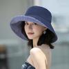 Korean Striped Double-side Bucket Hat For Women Wide Brim Anti-UV Sun Protection Panama Cap Outdoor Beach Travel Fishmen Caps